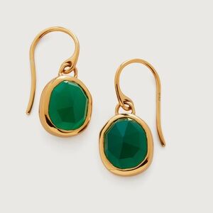 Monica Vinader Siren Earrings Green Onyx New